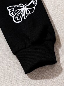 Chicas Pullover con estampado de mariposa de dos tonos - Blanco y Negro - Ver 6