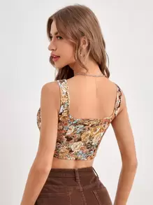 SHEIN MOD Floral Print Hanky Hem Cami Top - Multicolor - View 2