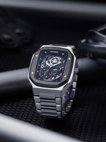 RONMAR 男士骷髏機械手表 - 黑色 - 查看 2