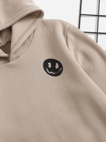 SHEIN Leap Crew Tween Boy's Casual Hooded Sweatshirt With Slogan Print, Suitable For Spring And Autumn Daily Wear - Khaki - View 4