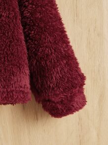 SHEIN Bebé niña Abrigo con diseño de orejas 3D con capucha forro polar - Burdeos - Ver 3