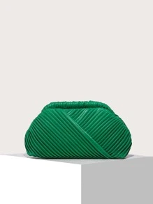 Minimalist Ruched Detail Clutch Bag - Green - View 1