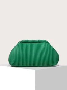 Minimalist Ruched Detail Clutch Bag - Green - View 4