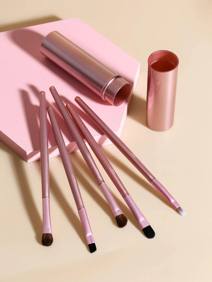 Juego de 5 piezas de brochas de maquillaje portátiles para sombra de ojos, labios, nariz y halo, incluye un set completo de herramientas de belleza, brochas de maquillaje/cosméticas, set de brochas, kit de brochas de maquillaje, set de maquillaje completo, set de brochas de maquillaje, kit de maquillaje completo, kit de brochas, set de brochas de maquillaje, set de regalo de maquillaje, set