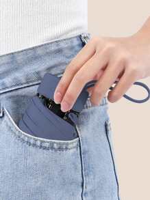 Rainballet 1pc Super Mini Anti-uv Pocket Capsule Umbrella, Foggy Blue, Portable Folding Travel Umbrella With Sun & Rain Protection - Navy Blue - View 2