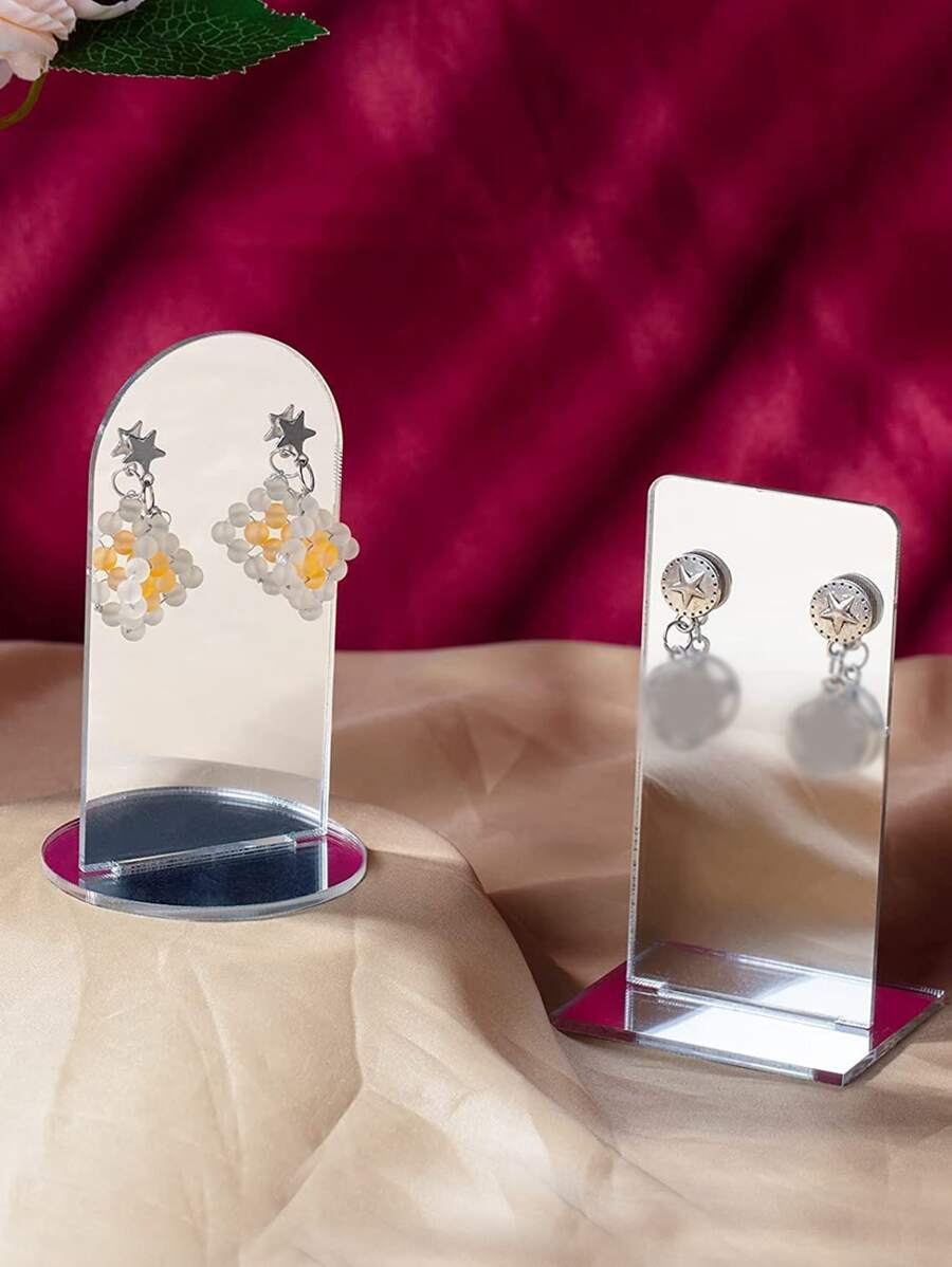 2 piezas Estante de exhibición de joya superficie de espejo