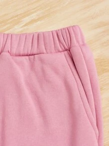 SHEIN Teen Girls Figure Graphic Pullover & Joggers - Dusty Pink - View 4