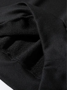 Aesthetic Post--Men Plus Letter Graphic Kangaroo Pocket Drawstring Hoodie - Black - View 3