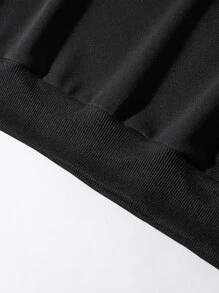 Aesthetic Post--Men Plus Letter Graphic Kangaroo Pocket Drawstring Hoodie - Black - View 6