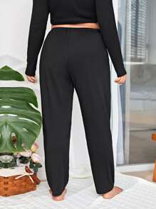 Plus Letter Graphic Sleep Trousers - Black - View 2
