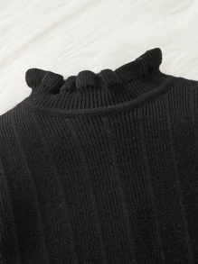 SHEIN Baby Ruffle Neck Flounce Sleeve Jumper - Black - View 3