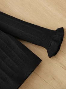 SHEIN Baby Ruffle Neck Flounce Sleeve Jumper - Black - View 4