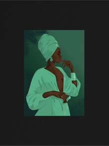 edelsteinstudio Artist Plus Size Figure Graphic Tee, For Summer, 100% Cotton, Holiday, Vacation, Festival - Black - View 2