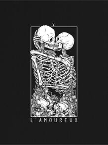 Deniart 大码骷髅印花 T 恤 - 黑色 - 查看 2