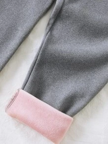 SHEIN Young Girl Casual Snug Fit Thermal Leggings, Dark Grey, Autumn/Winter - Dark Grey - View 5