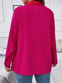 SHEIN Clasi 大碼青果領單釦西裝外套 - 玫紅色 - 查看 2