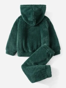 SHEIN 男童字母拼接袋熊貓圖案連帽衛衣及褲子