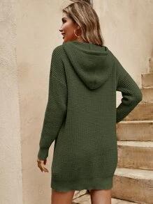 SHEIN LUNE Drop Shoulder Drawstring Hooded Jumper Dress