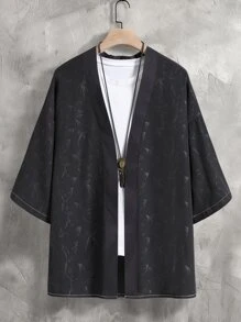 Manfinity Men Graphic Print Drop Shoulder Kimono Without Tee - Black - View 1