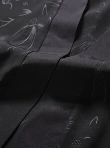 Manfinity Men Graphic Print Drop Shoulder Kimono Without Tee - Black - View 6