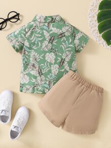 SHEIN 男童熱帶印花襯衫和短褲