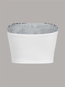 SHEIN EZwear Butterfly & Letter Graphic Crop Tube Top - Black and White - View 2