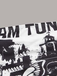 SHEIN EZwear Butterfly & Letter Graphic Crop Tube Top - Black and White - View 3