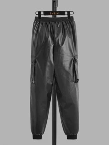 SHEIN Boys Flap Pocket Trousers - Black - View 2