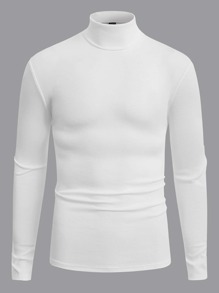 Manfinity NiteLyfe Men Mock Neck Solid Tee - White - View 1