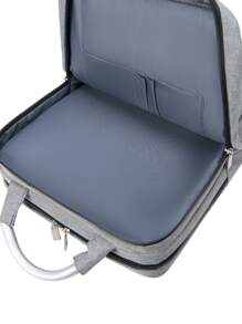 Men USB Charging Port Design Laptop Backpack - Grey - View 5