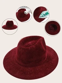 Sombrero fedora con cadena & con diseño de cinturón - Burdeos - Ver 4