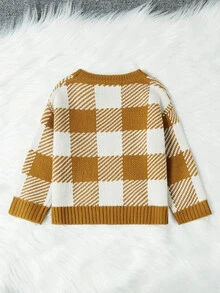 Toddler Girls Plaid Pattern Drop Shoulder Jumper - Multicolor - View 2