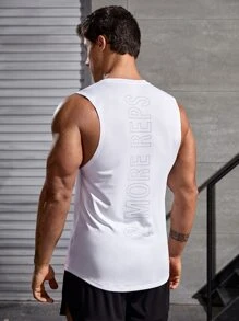 Manfinity Fitness Men Letter Graphic Sports Tank Top - White - View 2