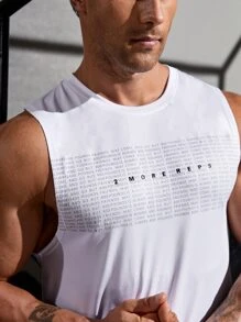 Manfinity Fitness Men Letter Graphic Sports Tank Top - White - View 6