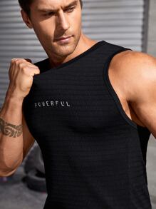 Manfinity Sport Corelite Camiseta deportiva de compresión con gráfico de letra reflectante para hombres - Negro - Ver 3