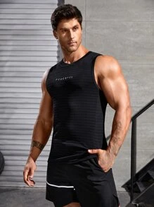 Manfinity Sport Corelite Camiseta deportiva de compresión con gráfico de letra reflectante para hombres - Negro - Ver 4
