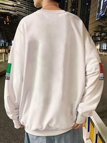 Manfinity Men Slogan Graphic Drop Shoulder Pullover - White - View 2
