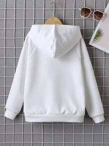Sudadera con mangas raglán y gráfico de letras para niño preadolescente - Blanco - Ver 2