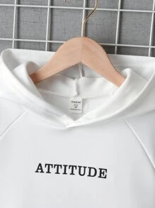 Sudadera con mangas raglán y gráfico de letras para niño preadolescente - Blanco - Ver 5
