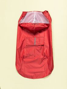 1pc Solid Color Pet Raincoat - Red - View 2