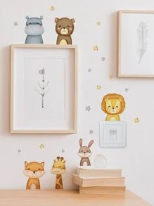 1pc Cartoon Animal Pattern Switch Outlet Wall Sticker - Multicolor - View 2