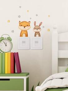 1pc Cartoon Animal Pattern Switch Outlet Wall Sticker - Multicolor - View 5