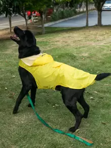 1pc Outdoor Raincoat For Big & Small Dogs - Yellow - View 1