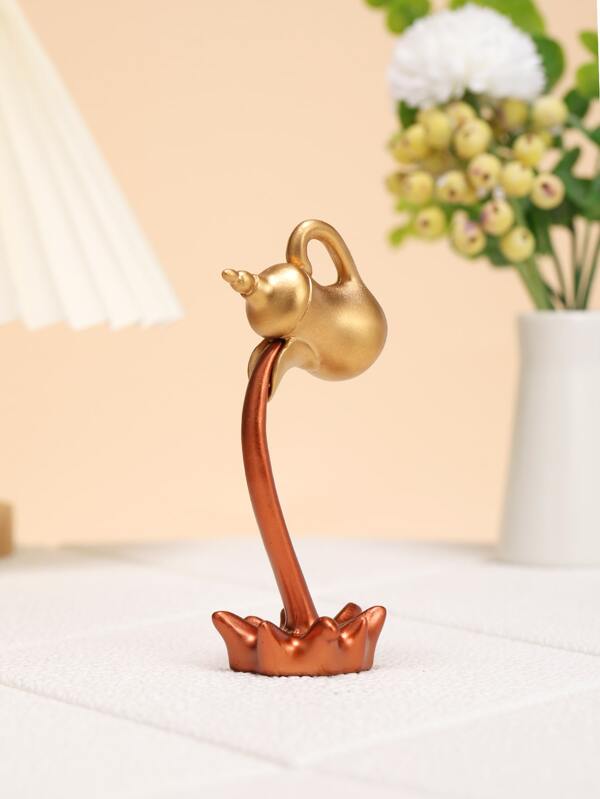 1pc Golden Tea Pot Shaped Decoration Craft, Modern Decorative Object For Home Decoration