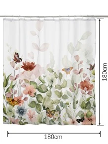 Floral Pattern Shower Curtain - Multicolor - View 3