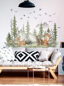 4 miếng dán tường họa tiết cây và động vật, hình dán, decal dán tường, decal vinyl trang trí nhà cửa, vật dụng trang trí mùa xuân làm mới ngôi nhà của bạn, hình dán trang trí Rama quà tặng sinh nhật tốt nghiệp - Nhiều màu - Xem 1