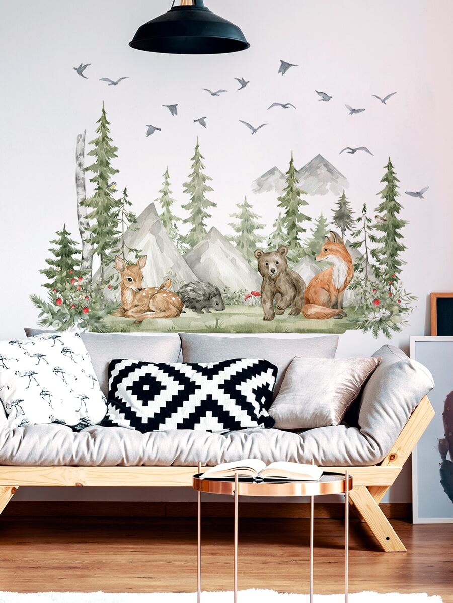 4 miếng dán tường họa tiết cây và động vật, hình dán, decal dán tường, decal vinyl trang trí nhà cửa, vật dụng trang trí mùa xuân làm mới ngôi nhà của bạn, hình dán trang trí Rama quà tặng sinh nhật tốt nghiệp - Nhiều màu - Xem 1