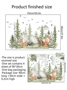 4 miếng dán tường họa tiết cây và động vật, hình dán, decal dán tường, decal vinyl trang trí nhà cửa, vật dụng trang trí mùa xuân làm mới ngôi nhà của bạn, hình dán trang trí Rama quà tặng sinh nhật tốt nghiệp - Nhiều màu - Xem 3