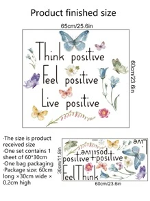 1 buc autocolant de perete grafic cu fluture și slogan, autocolante, decal de perete, decal vinil pentru decorațiuni interioare, articole de decor de primăvară, reîmprospătează-ți casa, autocolante decorative Rama