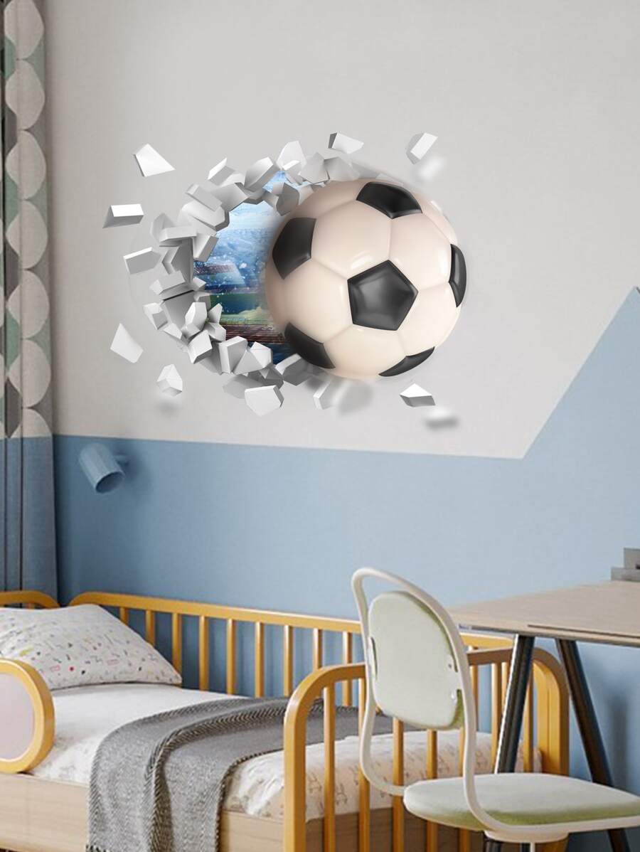 Adhesivo de pared con patrón de fútbol 3D, adhesivos, vinilo decorativo para decoración del hogar, artículos de decoración de primavera para renovar tu hogar, adhesivos de decoración de ramas